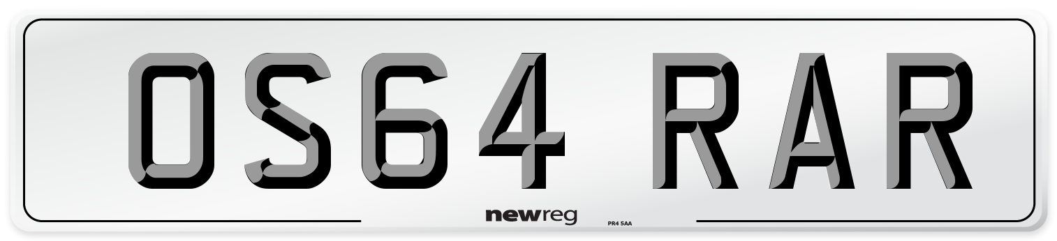 OS64 RAR Number Plate from New Reg